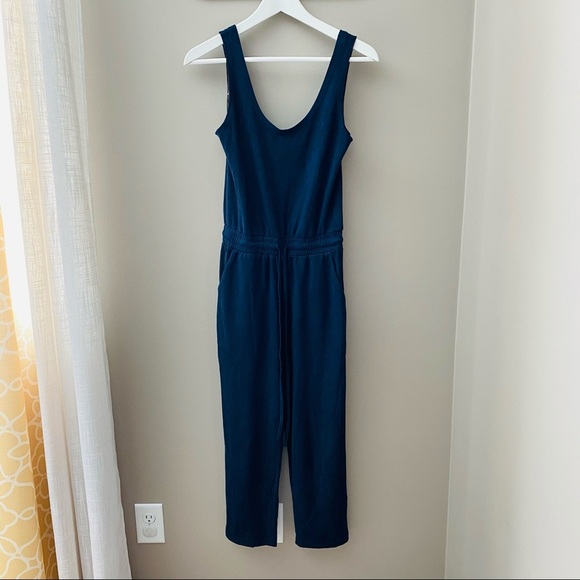 Earthbound Navy Velvet Jumpsuit Sz Small - Picture 1 of 8